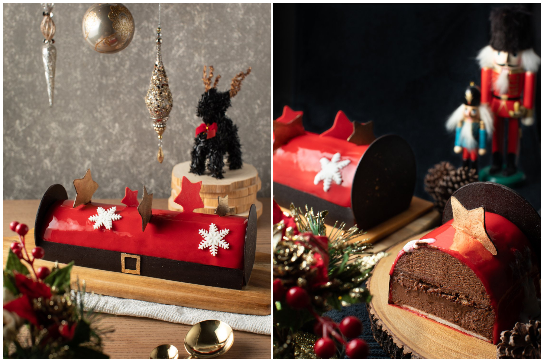 圣诞节公司晚宴或家庭聚会不可或缺的树干蛋糕。-摘自Valen's Patisserie脸书-