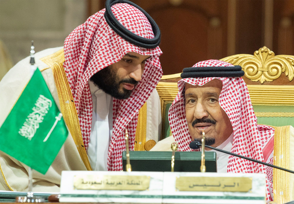 Saudi Arabia's Crown Prince Mohammed bin Salman talks with Saudi Arabia's King Salman bin Abdulaziz Al Saud during the Gulf Cooperation Council's (GCC) Summit in Riyadh December 9, 2018. u00e2u20acu201d Reuters pic nn