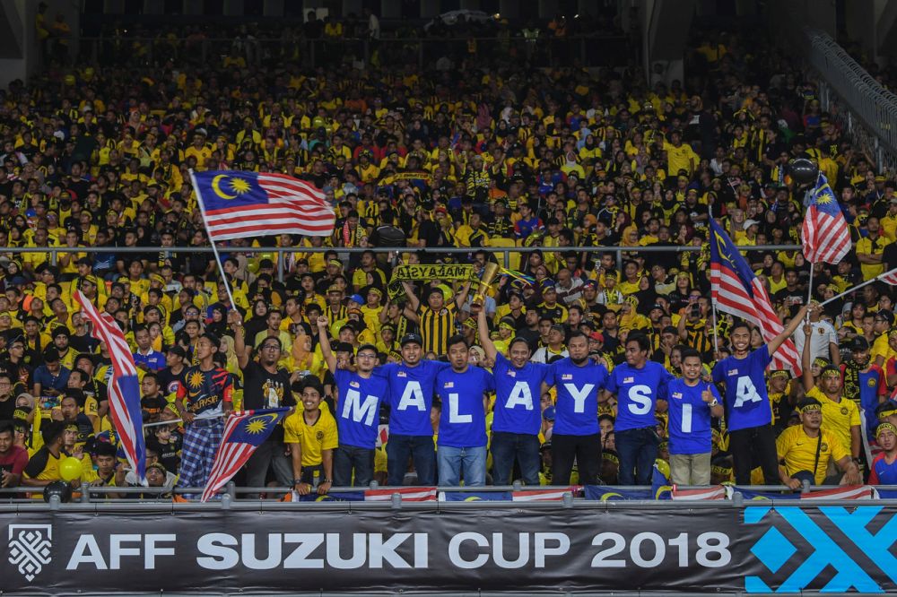 Malaysia football fans are pictured during the AFF Suzuki Cup 2018 final against Vietnam at the Bukit Jalil National Stadium December 11, 2018. u00e2u20acu201d Bernama pic