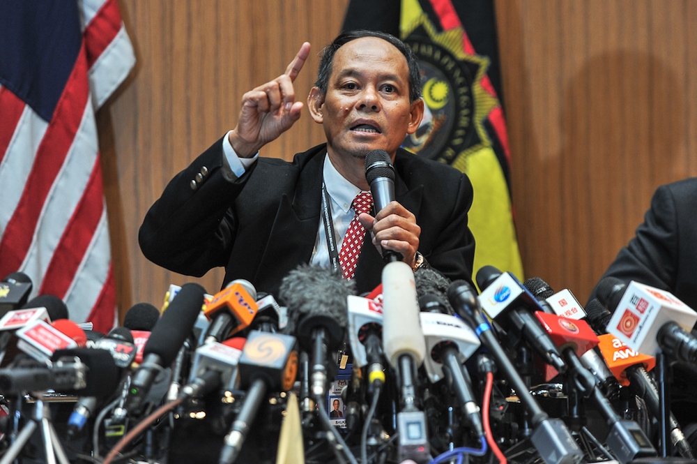 Newly appointed Malaysian Anti-Corruption Commission (MACC) chief commissioner Datuk Seri Mohd Shukri Abdull speaks at a press conference at the MACC headquarters, May 22, 2018. u00e2u20acu201d Picture by Shafwan Zaidon