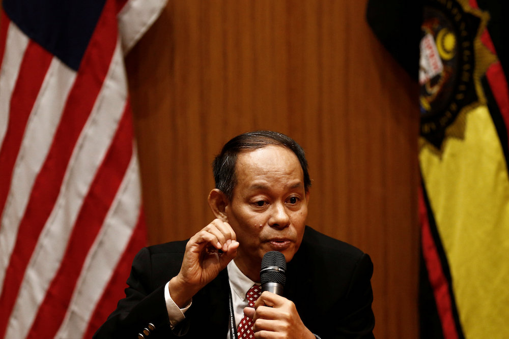 Newly appointed Malaysian Anti-Corruption Commission (MACC) chief commissioner Datuk Seri Mohd Shukri Abdull speaks at a press conference at the MACC headquarters, May 22, 2018. u00e2u20acu201d Reuters picture 