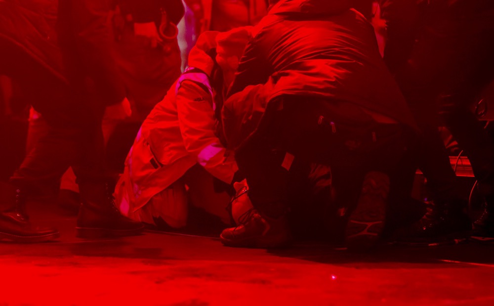 The mayor of Gdansk Pawel Adamowicz lies on the floor and is helped after being attacked during a charity event in Gdansk on January 13, 2019. u00e2u20acu201d AFP pic
