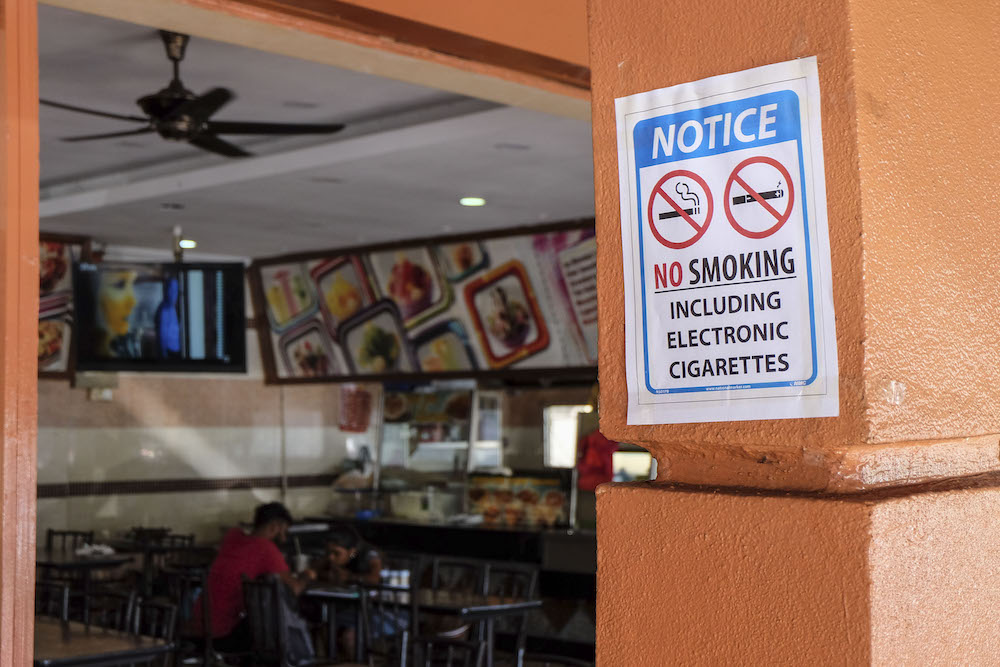 A no-smoking sign is seen at a restaurant in Shah Alam January 1, 2019. u00e2u20acu201d Picture by Yusof Mat Isa