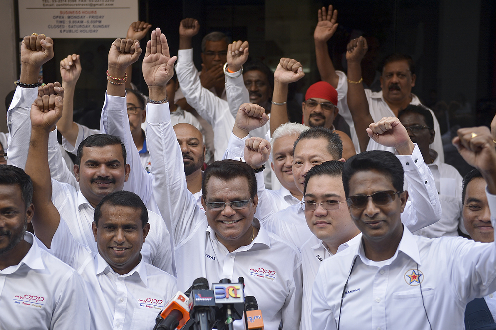 The Peopleu00e2u20acu2122s Progressive Party (MyPPP) president Tan Sri M. Kayveas (centre) speaks during a press conference at Wisma MyPPP in Kuala Lumpur January 6, 2019. u00e2u20acu201d Picture by Mukhriz Hazim