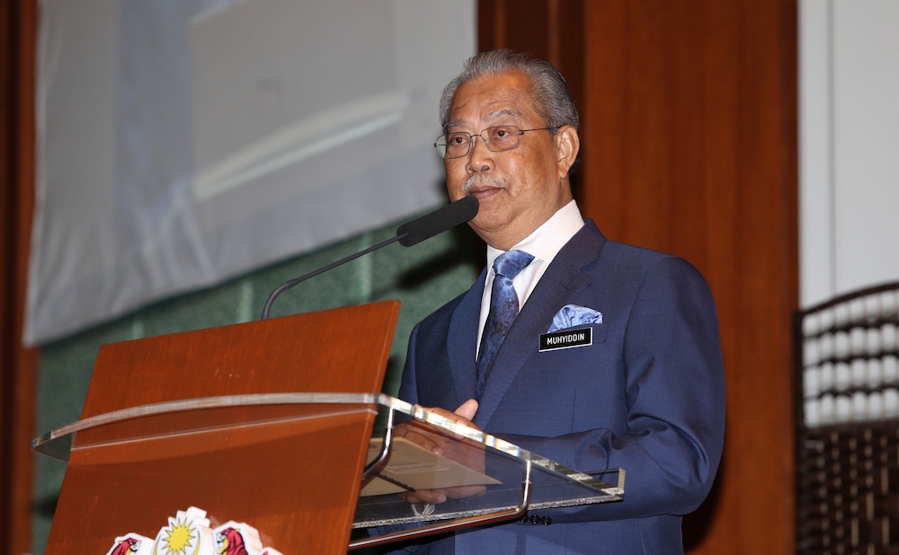 Tan Sri Muhyiddin Yassin gives his speech at the Home Ministryu00e2u20acu2122s New Yearu00e2u20acu2122s Message Programme 2019 in Putrajaya January 14, 2019. u00e2u20acu201d Picture by Choo Choy May