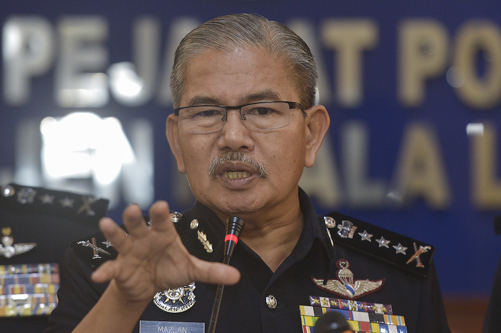 KL Police Chief Datuk Seri Mazlan Lazim speaks during a press conference at IPK KL in Kuala Lumpur January 17, 2019. u00e2u20acu201d Picture by Mukhriz Hazim