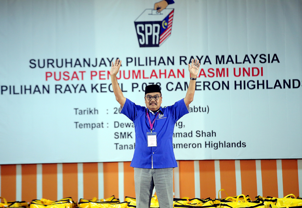 Barisan Nasional (BN) retained the Cameron Highlands parliamentary seat as Ramli Mohd Nor wins the by-election with a 3,238-vote majority January 26, 2019. u00e2u20acu201d Picture by Farhan Najib