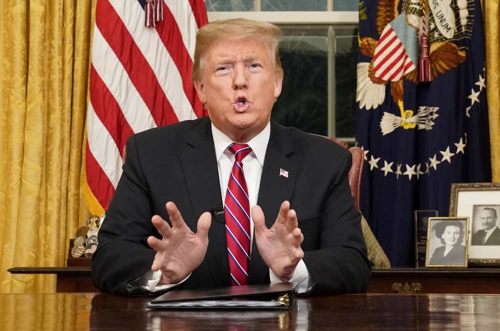 US President Donald Trump delivers a televised address to the nation on the 18th day of a partial government shutdown at the White House in Washington January 8, 2019. u00e2u20acu201d Reuters pic