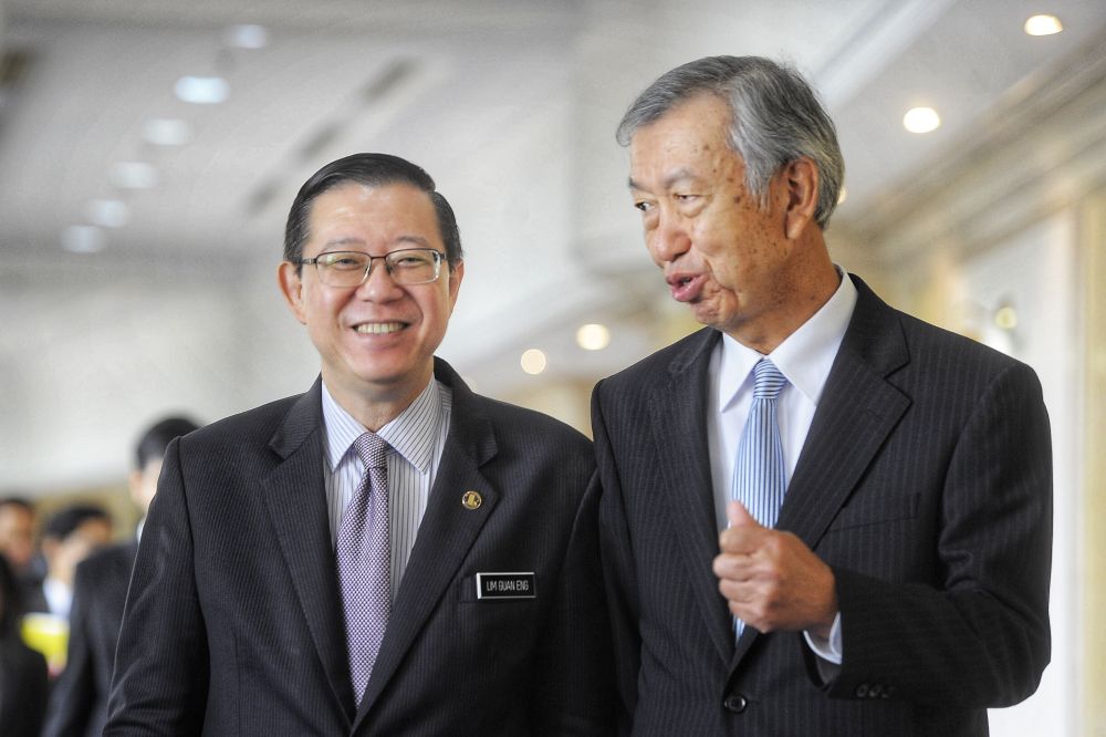 Japan Ambassador Makio Miyagawa shares a light moment with Finance Minister Lim Guan Eng in Putrajaya January 18, 2019. u00e2u20acu201d Picture by Shafwan Zaidon