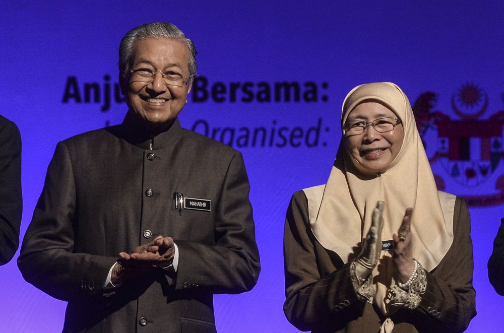 Tun Dr Mahathir Mohamad is pictured alongside Datuk Seri Wan Azizah Wan in Putrajaya, January 29, 2019. u00e2u20acu201d Picture by Shafwan Zaidon