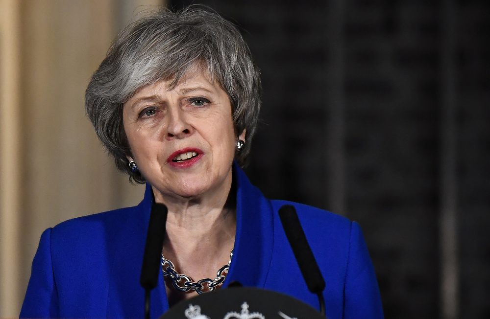 Britain's Prime Minister Theresa May makes a statement following winning a confidence vote, after Parliament rejected her Brexit deal, outside 10 Downing Street in London January 16, 2019. u00e2u20acu201d Reuters pic