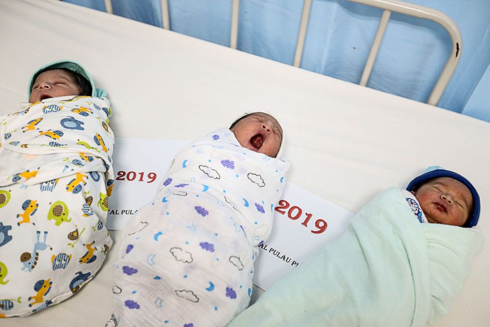 Three babies born on New Year's Day at Penang General Hospital in George Town January 1, 2019. u00e2u20acu2022 Picture by Sayuti Zainudin