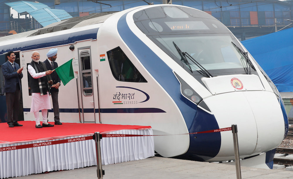 India's Prime Minister Narendra Modi flags off India's fastest train 'Vande Bharat Express' at a ceremony in New Delhi February 15, 2019. u00e2u20acu201d Reuters pic