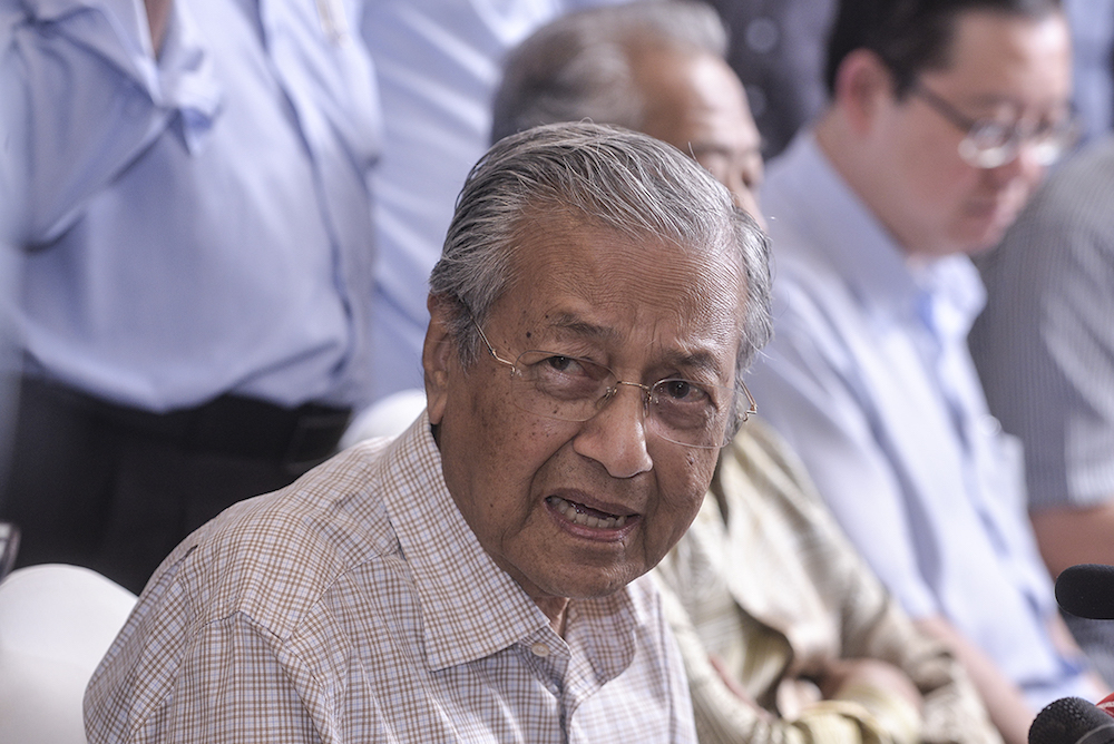 Tun Dr Mahathir Mohamad speaks to reporters after chairing the Pakatan Harapan presidential council meeting in Putrajaya February 1, 2019. u00e2u20acu201d Picture by Shafwan Zaidon