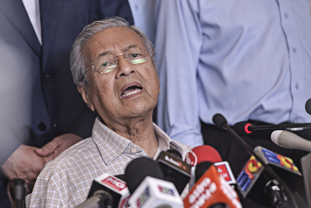 Tun Dr Mahathir Mohamad speaks to reporters after chairing the Pakatan Harapan presidential council meeting in Putrajaya February 1, 2019. u00e2u20acu201d Picture by Shafwan Zaidon