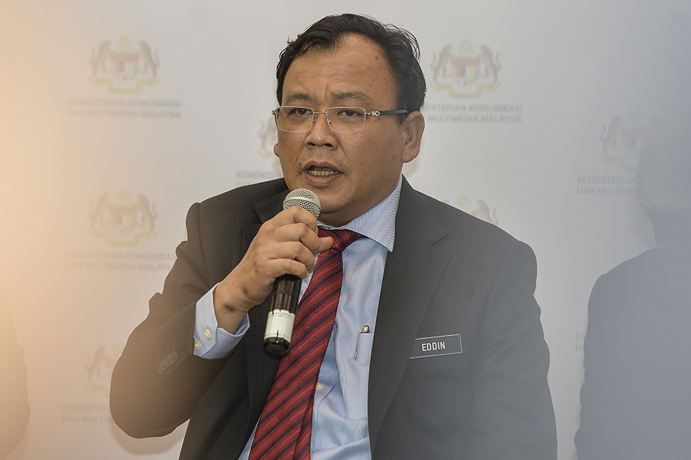 Deputy Communications and Multimedia Minister, Eddin Syazlee Shith, speaks after launching Safer Internet Day 2019 in Putrajaya February 13, 2019. u00e2u20acu201d Picture by Miera Zulyana