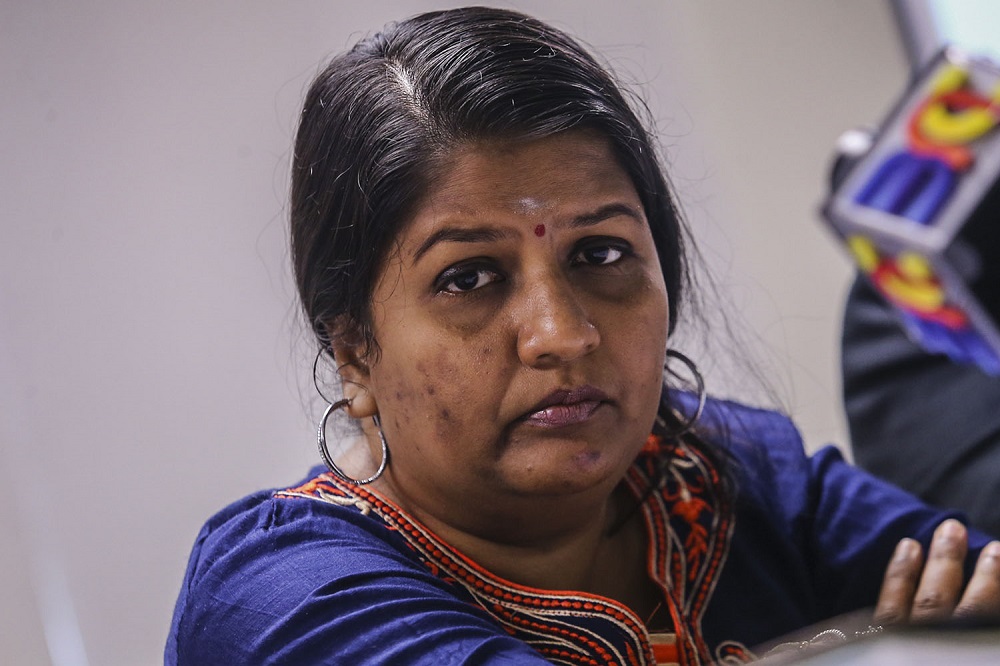 M. Indira Gandhi at a press conference in Petaling Jaya February 23, 2019. u00e2u20acu201d Picture by Hari Anggara