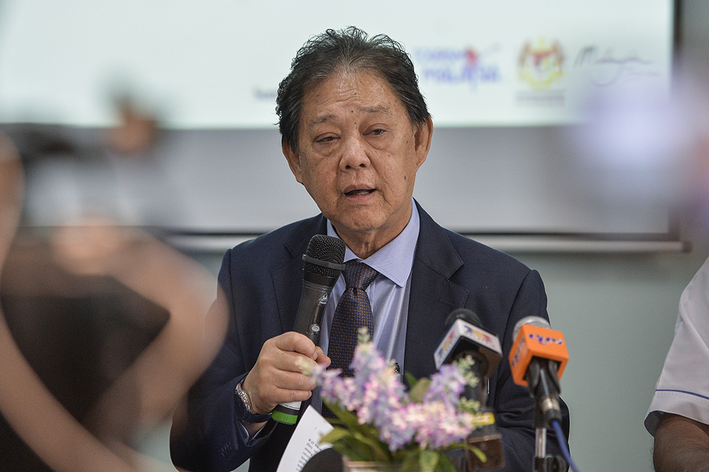 Minister of Tourism, Arts and Culture Datuk Mohamaddin Ketapi speaks during the press conference on Malaysiau00e2u20acu2122s tourism in 2018 in Putrajaya on February 27, 2019. u00e2u20acu201d Picture by Miera Zulyana