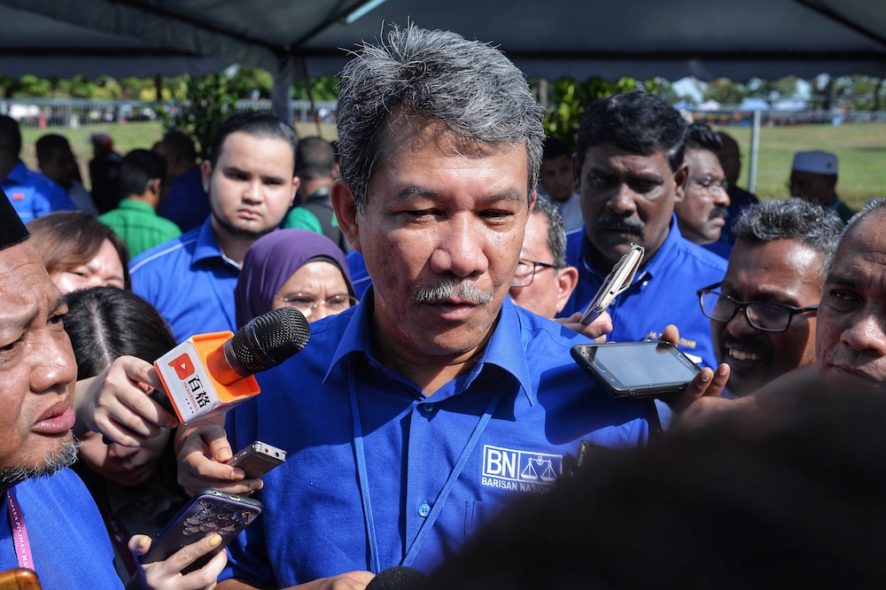 BN deputy chairman, Datuk Mohamad Hasan speaks to reporters on nomination day for the the Semenyih by-election at Dewan Seri Cempaka, Saujana Impian, February 16, 2019 u00e2u20acu201d Picture by Shafwan Zaidonnn