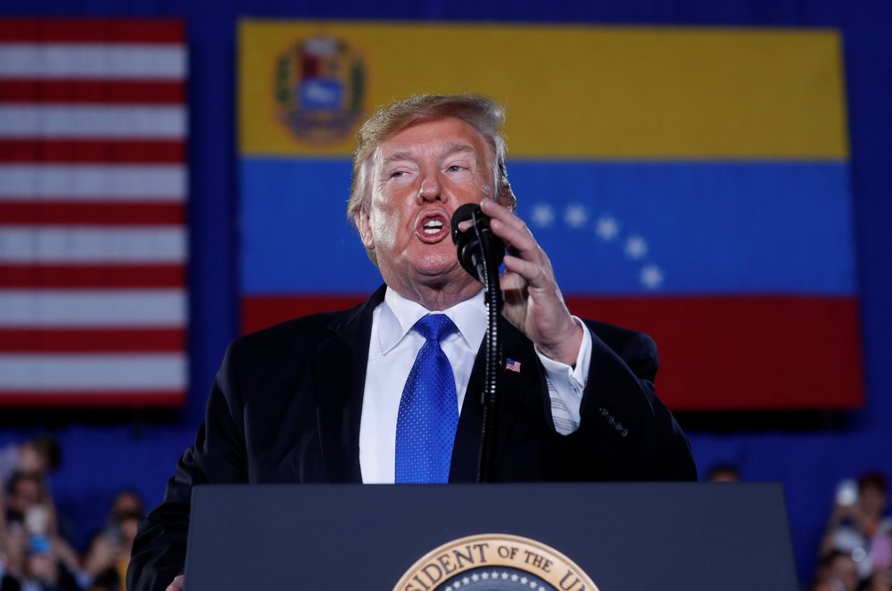 US President Donald Trump speaks about the crisis in Venezuela during a visit to Florida International University in Miami, Florida February 18, 2019. u00e2u20acu201d Reuters pic