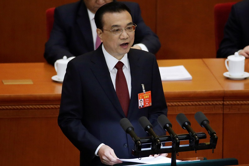 Chinese Premier Li Keqiang delivers the work report at the opening session of the National People's Congress (NPC) at the Great Hall of the People in Beijing, China, March 5, 2019. REUTERS/Jason Lee