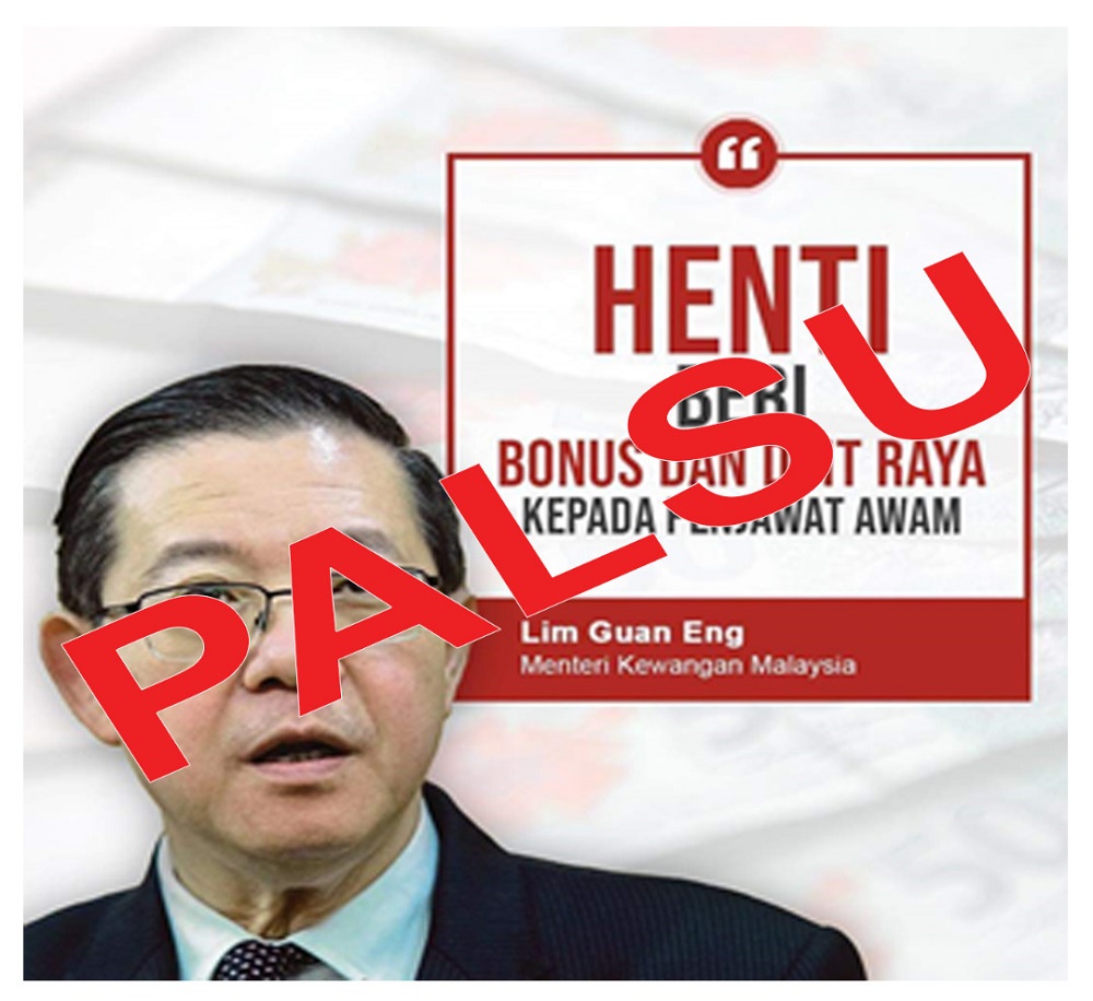 Police report has been lodged on a fake social media posts claiming that Finance Minister Lim Guan Eng has put a halt to bonuses and u00e2u20acu02dcduit rayau00e2u20acu2122 for civil servants. u00e2u20acu201d Picture courtesy of Lufti Hakim