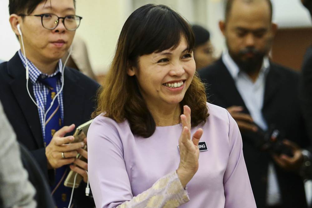Deputy Education Minister Teo Nie Ching speaks to reporters at Parliament, March 18, 2019. u00e2u20acu2022 Picture by Hari Anggara