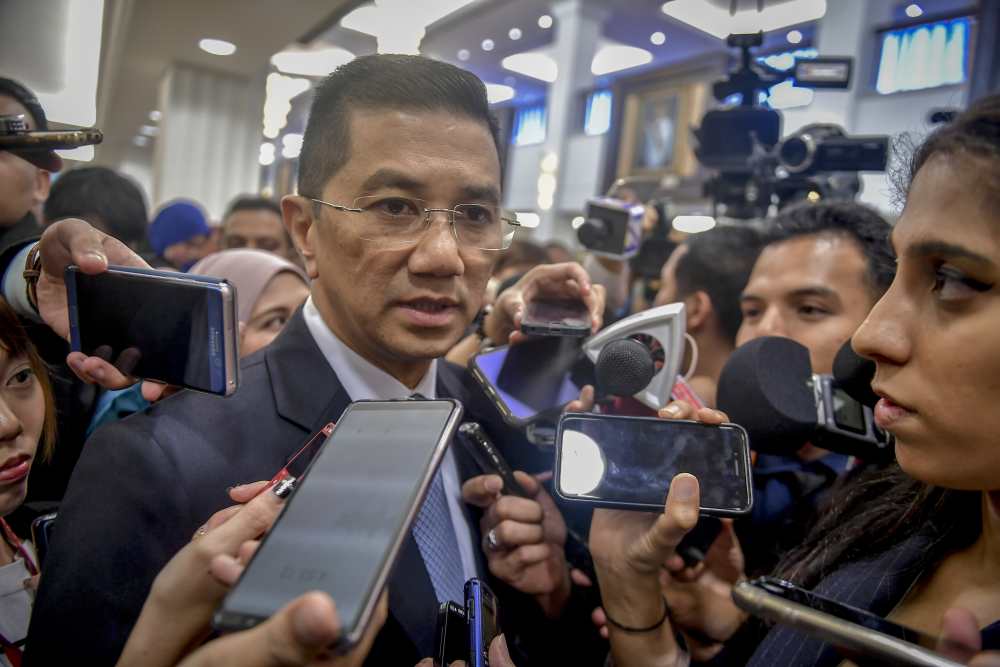 Economic Affairs Minister Datuk Seri Mohamed Azmin Ali speaks to reporters at Parliament in Kuala Lumpur March 12, 2019. u00e2u20acu2022 Picture by Firdaus Latif