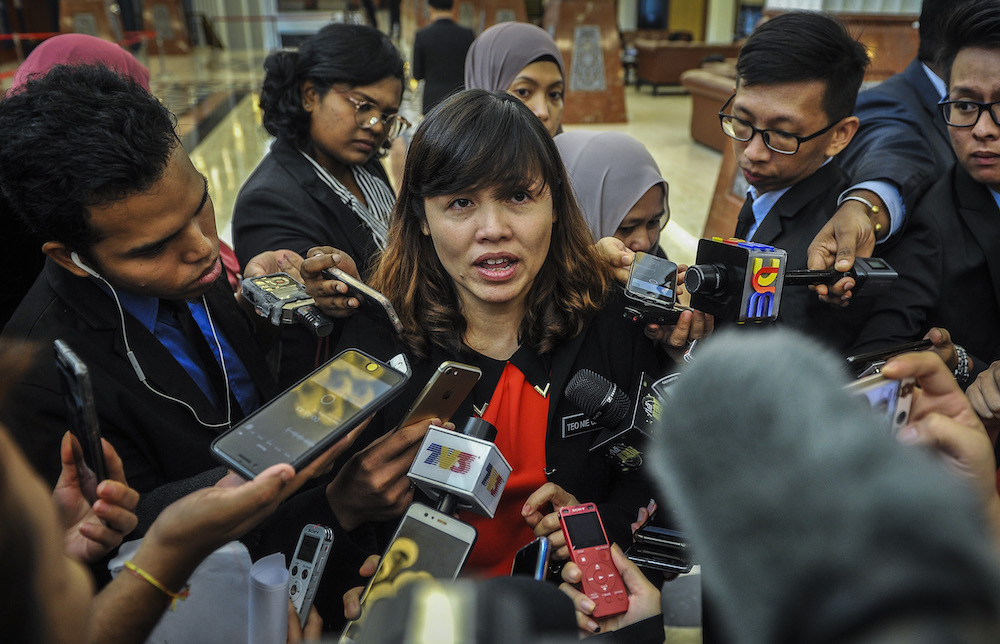 Deputy Education minister Teo Nie Ching speaks during a press conference at Parliament, Kuala Lumpur April 8, 2019. u00e2u20acu201d Picture by FIrdaus Latif 