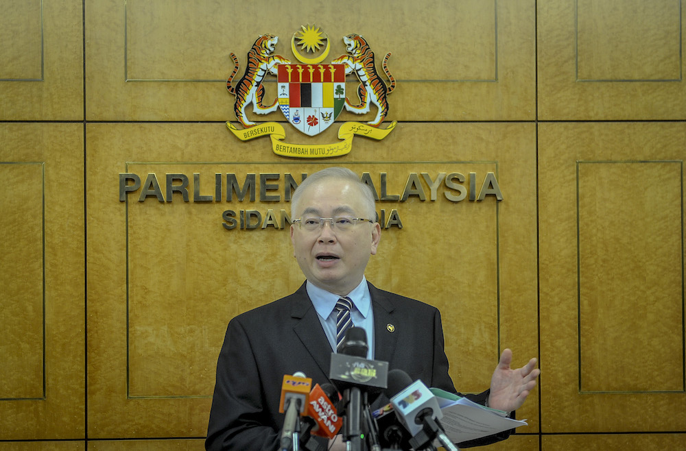 Ayer Hitam MP, Wee Ka Siong speaks during a press conference at Parliament, Kuala Lumpur April 8, 2019. u00e2u20acu201d Picture by FIrdaus Latif 