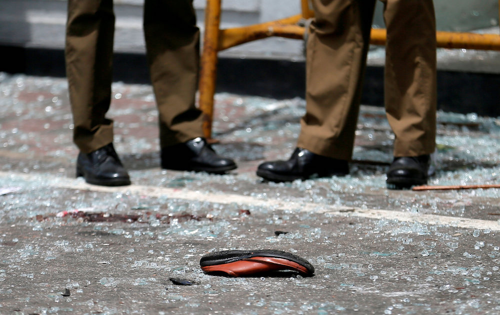 A shoe of a victim is seen in front of the St Anthonyu00e2u20acu2122s Shrine, Kochchikade church after an explosion in Colombo, Sri Lanka April 21, 2019. u00e2u20acu201d Reuters pic