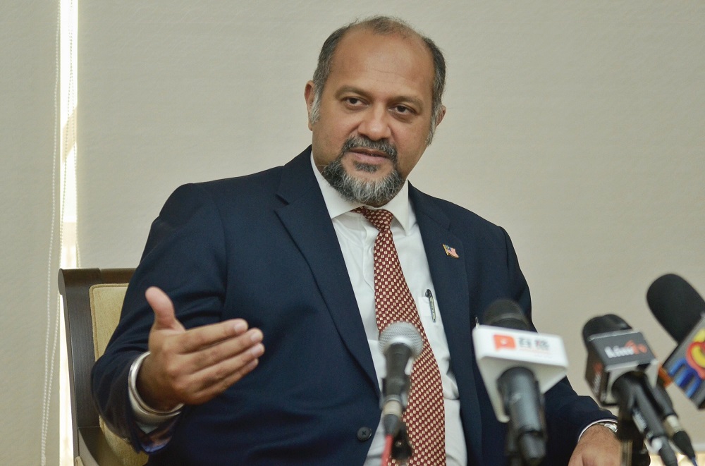 Communication and Multimedia minister Gobind Singh Deo speaks during an interview in Kuala Lumpur April 22, 2019. u00e2u20acu201d Picture by Mukhriz Hazim
