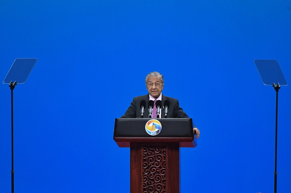 Prime Minister Tun Dr Mahathir Mohamad delivers his speech during the Second Belt-Road Forum in Beijing April 26, 2019. u00e2u20acu201d Bernama pic