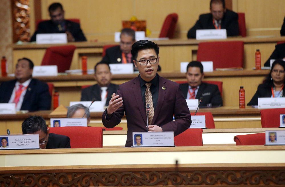 State Youth, Sports and Human Development Committee chairman Howard Lee Chuan How addresses the Perak state assembly in Ipoh April 23, 2019. u00e2u20acu201d Picture by Farhan Najib 