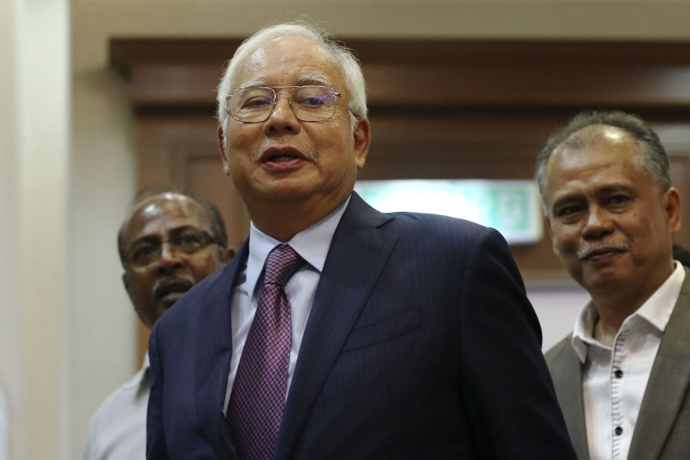 Datuk Seri Najib Razak arrives at the Kuala Lumpur Court Complex to attend Day Five of his trial April 18, 2019. u00e2u20acu201d Picture by Yusof Mat Isa