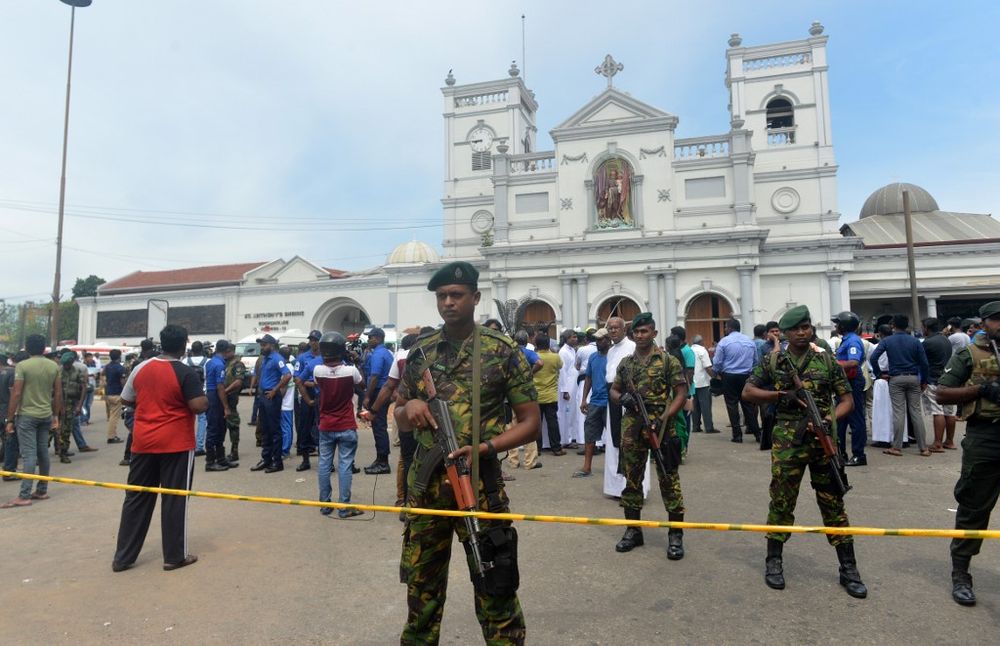 Sri Lankan security personnel keep watch outside the church premises following a blast at the St. Anthonyu00e2u20acu2122s Shrine in Kochchikade, Colombo on April 21, 2019. u00e2u20acu201d AFP pic