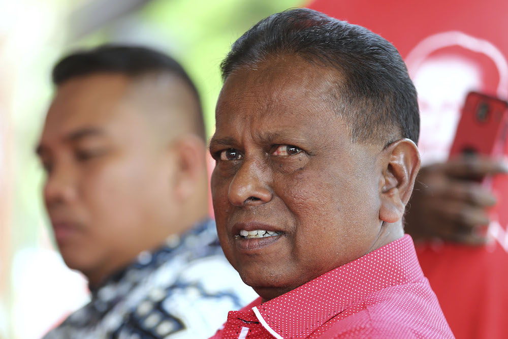 Pakatan Harapan candidate for the Rantau by-election Dr S. Streram is pictured during his campaign at Kampung Sega in Rantau April 10, 2019. u00e2u20acu201d Picture by Yusof Mat Isa