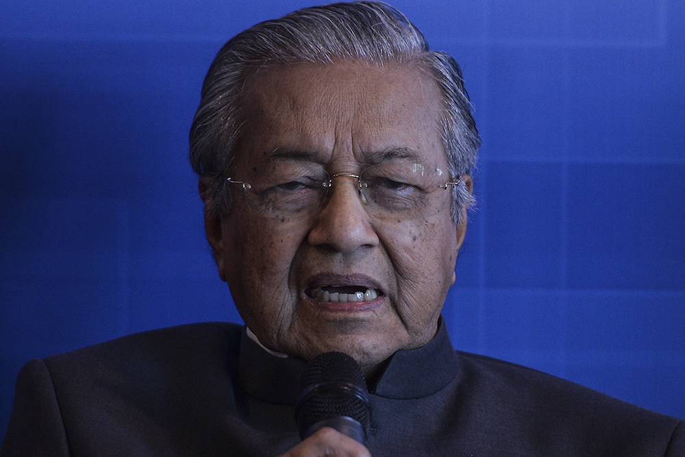 Tun Dr Mahathir Mohamad speaks to reporters during a press conference after the launch of the BOCE Malaysia/Asean Digital e-Commerce Platform in Putrajaya May 2, 2019. u00e2u20acu201d Picture by Shafwan Zaidon