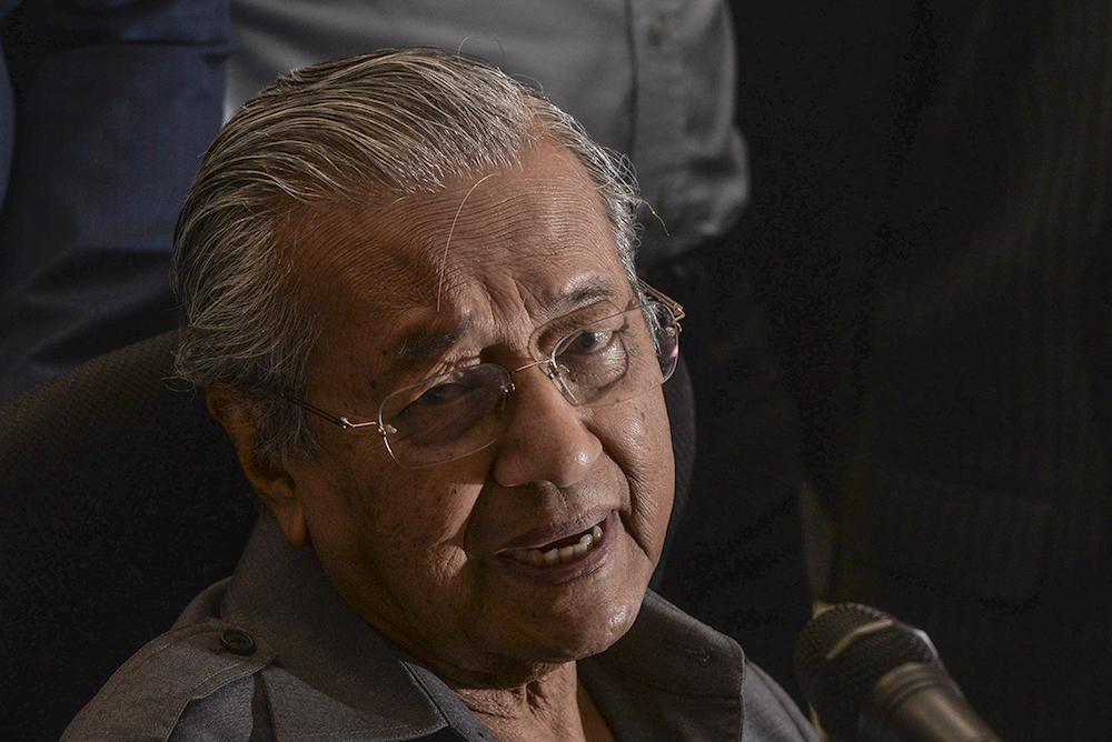 Tun Dr Mahathir Mohamad speaks to reporters during a press conference at Al-Bukhary Foundation in Kuala Lumpur May 3, 2019. u00e2u20acu201d Picture by Shafwan Zaidon
