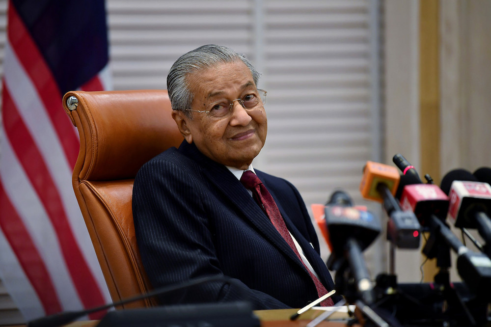 Prime Minister Tun Dr Mahathir Mohamad speaks to reporters in Putrajaya in this photo released May 8, 2019. u00e2u20acu201d Bernama pic