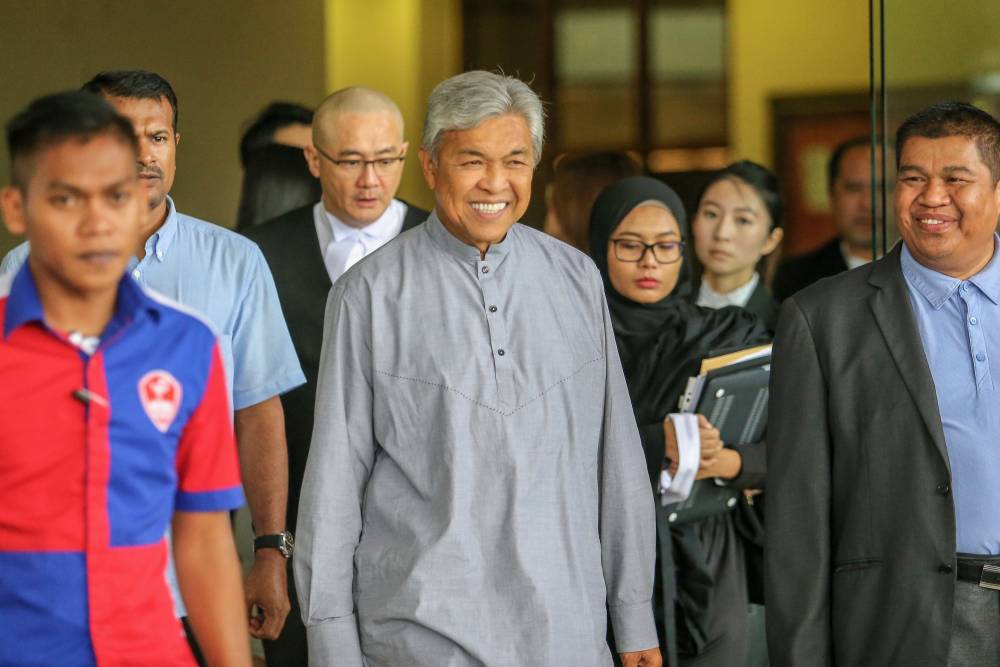 Datuk Seri Ahmad Zahid Hamidi is seen at the KL Courts Complex today, May 3, 2019. u00e2u20acu2022 Picture by Hari Anggara