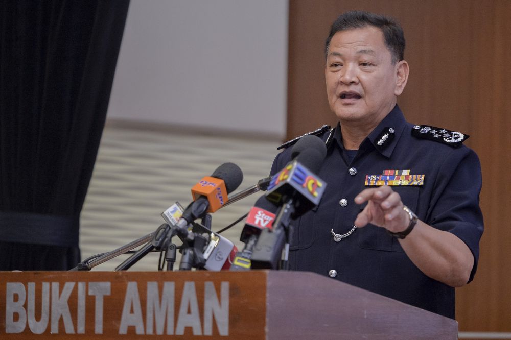 Inspector-General of Police Datuk Seri Abdul Hamid Bador speaks during a press conference at the Bukit Aman police headquarters in Kuala Lumpur May 13, 2019. u00e2u20acu201d Picture by Mukhriz Hazim