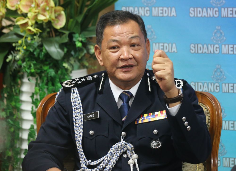 Inspector-General of Police Datuk Seri Abdul Hamid Bador speaks during a press conference at Bukit Aman, Kuala Lumpur May 15, 2019. u00e2u20acu201d Picture by Firdaus Latif