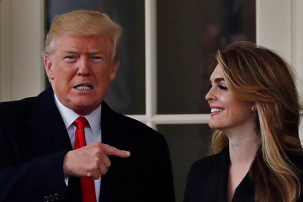 US President Donald Trump with former White House Communications Director Hope Hicks outside the Oval Office in Washington March 29, 2018. u00e2u20acu201d Reuters pic