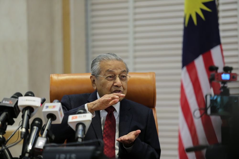 Prime Minister Tun Dr Mahathir Mohamad speaks to reporters at the Prime Ministeru00e2u20acu2122s Office in Putrajaya May 6, 2019. u00e2u20acu201d Picture by Ahmad Zamzahuri