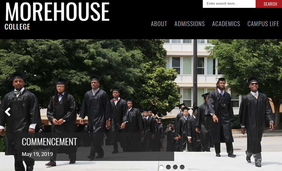 Screengrab of internet portal of Morehouse College in Atlanta, Georgia at www.morehouse.edu.