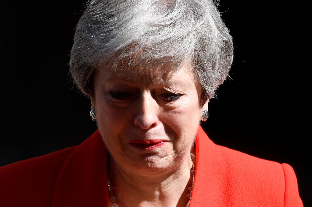 British Prime Minister Theresa May reacts as she delivers a statement in London, May 24, 2019. u00e2u20acu201d Reuters pic