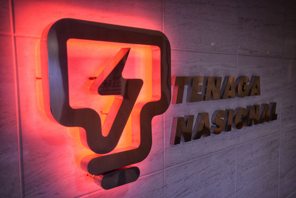 The Tenaga Nasional Berhad logo is seen at its headquarters in Bangsar May 31, 2019. u00e2u20acu201d Picture by Shafwan Zaidon