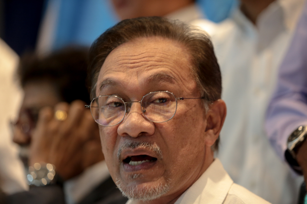 PKR president Datuk Seri Anwar Ibrahim speaks to reporters at PKR headquarters in Petaling Jaya June 12, 2019. u00e2u20acu201d Picture by Ahmad Zamzahuri