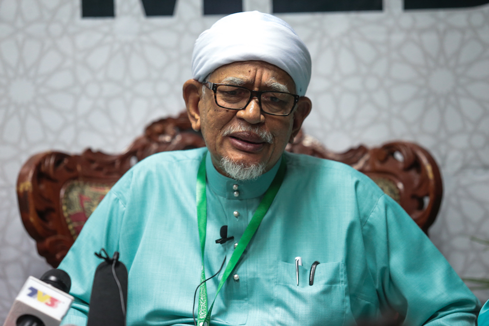 Datuk Seri Abdul Hadi Awang speaks to reporters during the 65th PAS Muktamar in Kuantan June 21, 2019. u00e2u20acu201d Picture by Ahmad Zamzahuri